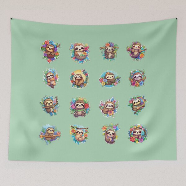 Item preview, Adorable Sloths Hanging On Branches **Choose Large Stickers Pack or Magnets!** designed and sold by AdiRemba.