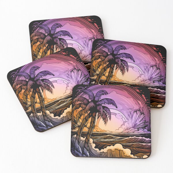 Item preview, Greetings from paradise, sun, sunset, sea, palm trees, vacation, summer, beach, waves designed and sold by lavalova.