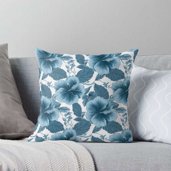 Item preview, Blue Hibiscus Flowers & Leaves Pattern designed and sold by TrashPanda-13.