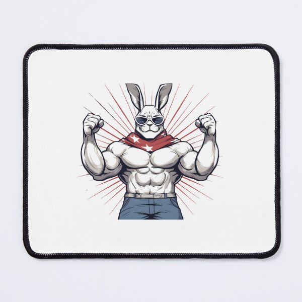 Muscular Cartoon Rabbit in Red Shorts