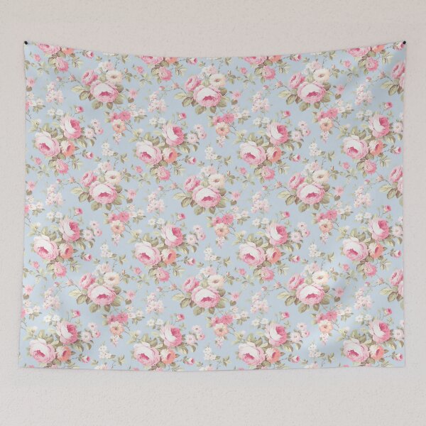 Item preview, Rose flowers pattern on blue background, pastel, color designed and sold by Arti_choke.