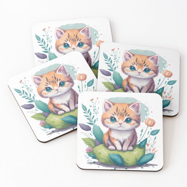 Item preview, Cute watercolor kitten painting designed and sold by FuzzieIntuition.