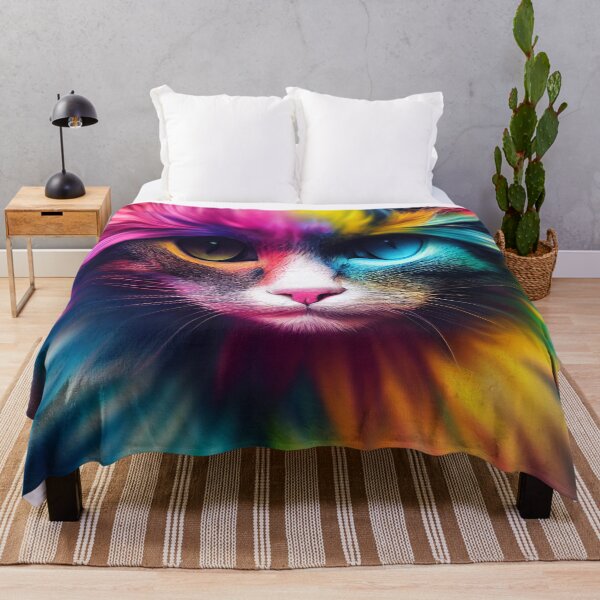 Artikelvorschau, Stubentigerin Luna, die bunte Regenbogen Katze entworfen und verkauft von Pixelboys.