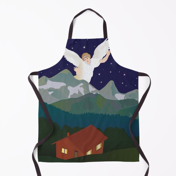 Item preview, An angel blesses a home against a mountain landscape with starry sky. designed and sold by inspiration3.