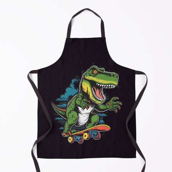 Artikelvorschau, T-Rex Dino Skateboarding, lustig, bunt, Cartoon, entworfen und verkauft von Brewyart Creative Design.
