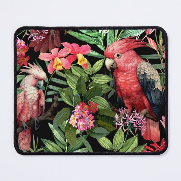 Item preview, Pink Cockatoos Tropical Flower Jungle Botanical Jungle Night Garden Nightgarden designed and sold by UtArt.