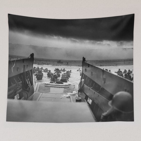 Item preview, Famous D-day invasion Omaha Beach photograph, Normandy, France, WWII Allied Invasion U.S. troop beach landing black and white historical photograph designed and sold by Jéanpaul  Ferro.
