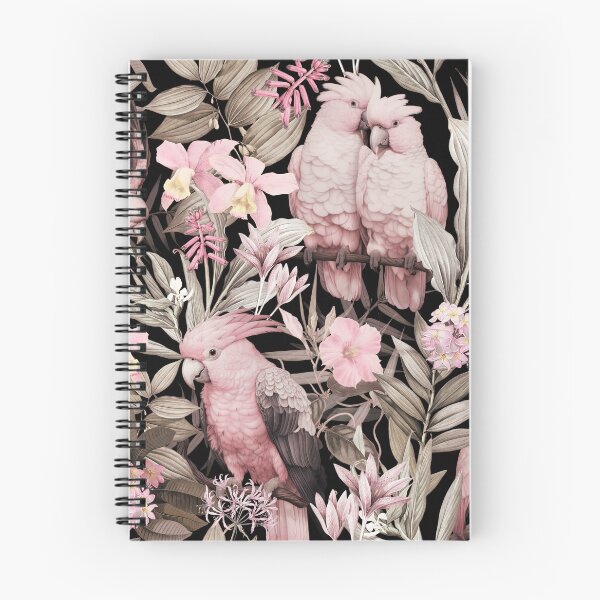 Item preview, Pink Cockatoos Tropical Flower Jungle Sepia Pink Botanical Jungle Night Garden Nightgarden designed and sold by UtArt.
