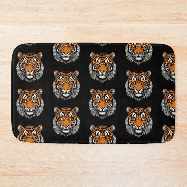 Item preview, Hipster Tiger, fun, colorful, cartoon, orange, black, cool, vintage, grunge designed and sold by Brewyart Creative Design.