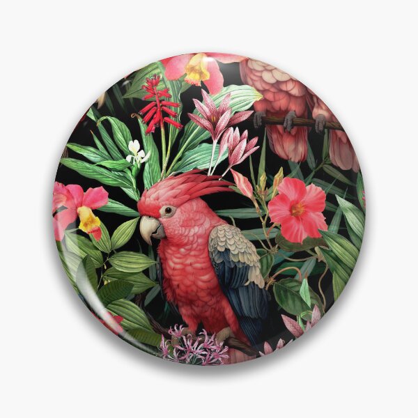 Item preview, Pink Cockatoos Tropical Flower Jungle Botanical Jungle Night Garden Nightgarden designed and sold by UtArt.