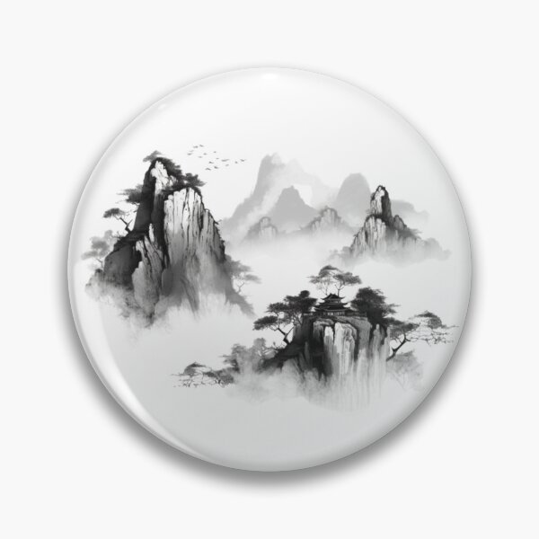 Item preview, Traditional Chinese landscape painting black and white designed and sold by TMPcollection.