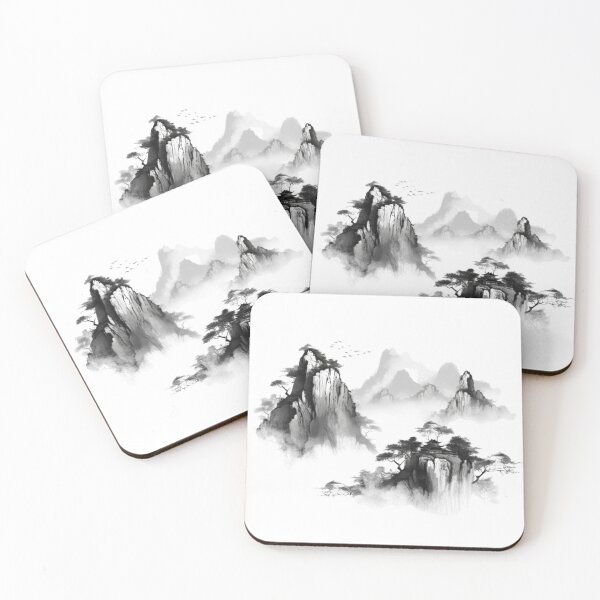 Item preview, Traditional Chinese landscape painting black and white designed and sold by TMPcollection.
