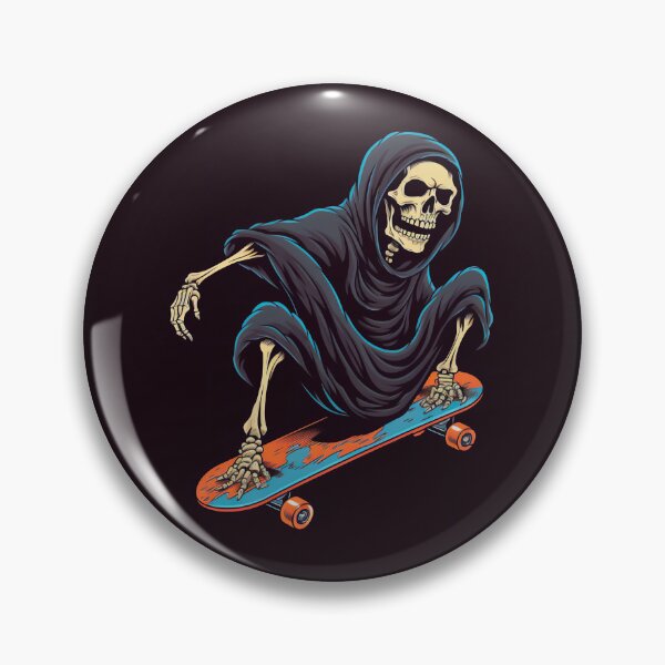 Item preview, Grim Reaper, Skull, Skeleton, Skateboarding, diversión, colorido, dibujos animados, vintage, grunge designed and sold by Brewyart Creative Design.