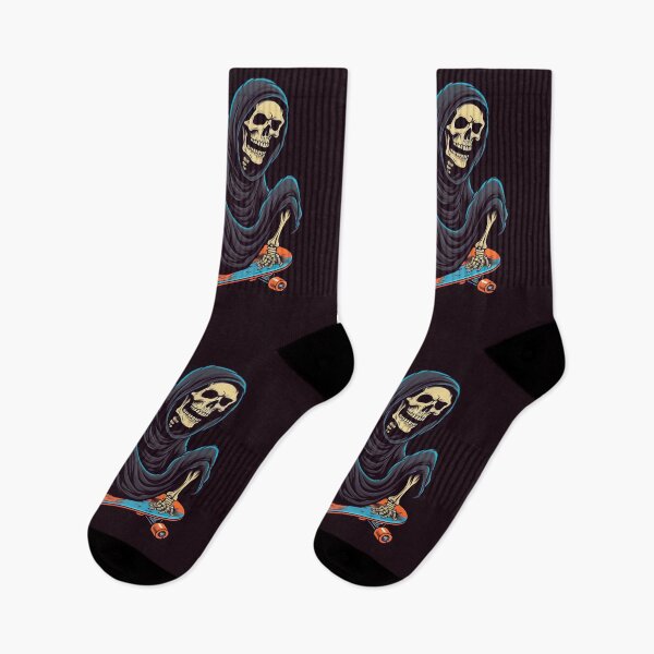 Item preview, Grim Reaper, Skull, Skeleton, Skateboarding, fun, colorful, cartoon, vintage, grunge designed and sold by Brewyart Creative Design.