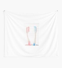 Pink toothbrush, Blue toothbrush Wall Tapestry