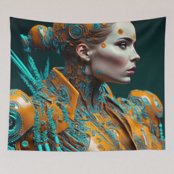 Item preview, orange and blue woman portrait designed and sold by jsebouvi.