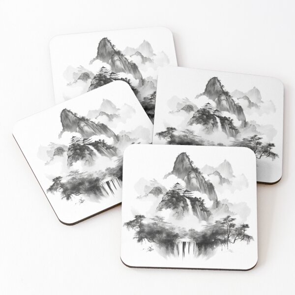 Item preview, Traditional Chinese landscape painting black and white 2 designed and sold by TMPcollection.