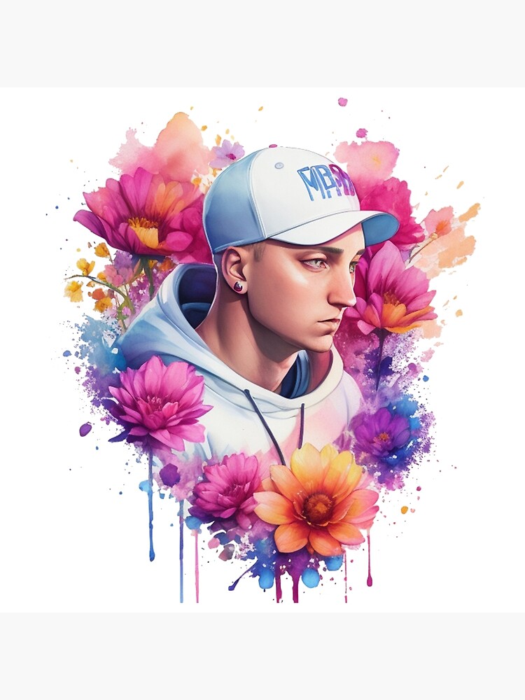 illustration of eminem rap rapper flower splash | Poster