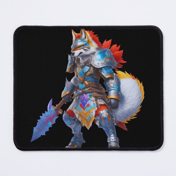 Item preview, Enchanted Fox: Mythical Fighter in Gold and Blue Armor - Fantasy designed and sold by Just Art's Creations colinw2292@gmail.com.