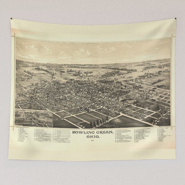 Item preview, Vintage Bowling Green OH Map (1888) Old BG Ohio Atlas designed and sold by BravuraMedia.