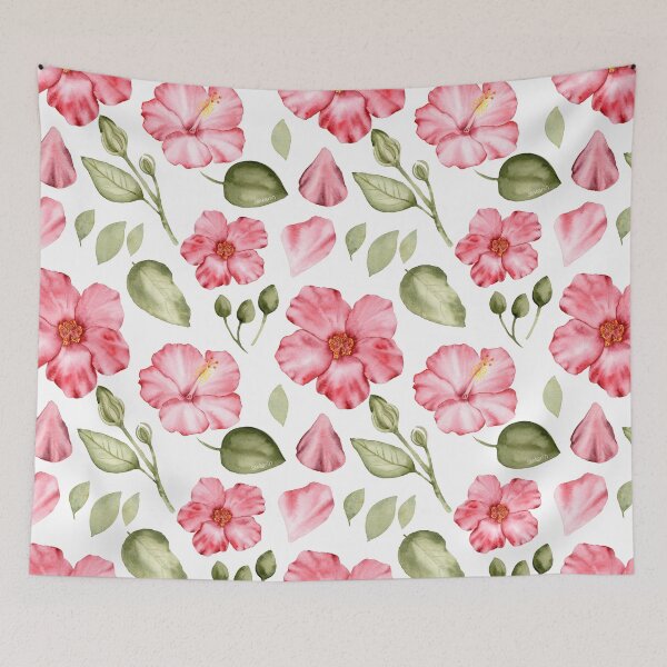 Item preview, Pink hibiscus flower pattern designed and sold by Sankarin.