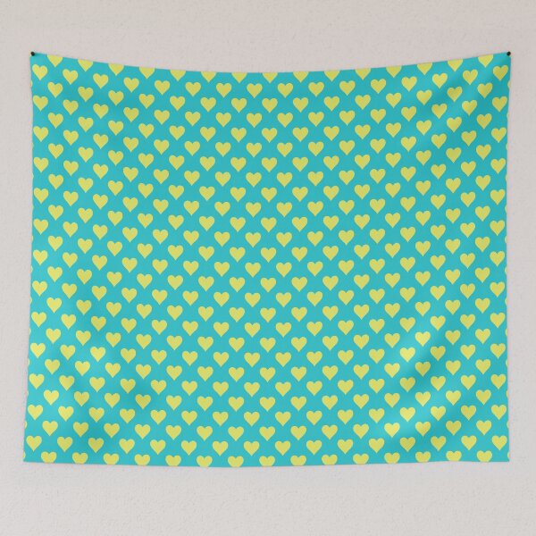 Item preview, Barbiecore Hearts - Aqua and Neon Yellow designed and sold by Una Somerville.