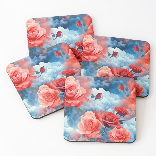 Item preview, Classics - Divine Garden Pink and Red Roses in darkened blue soft clouds designed and sold by FutureImaging.