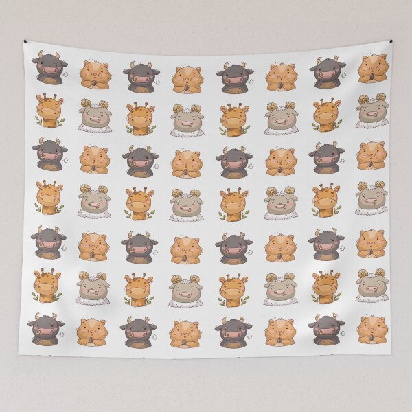 Item preview, A group of cute little animals, giraffe, calf, piglet, groundhog designed and sold by SceneryStudio.