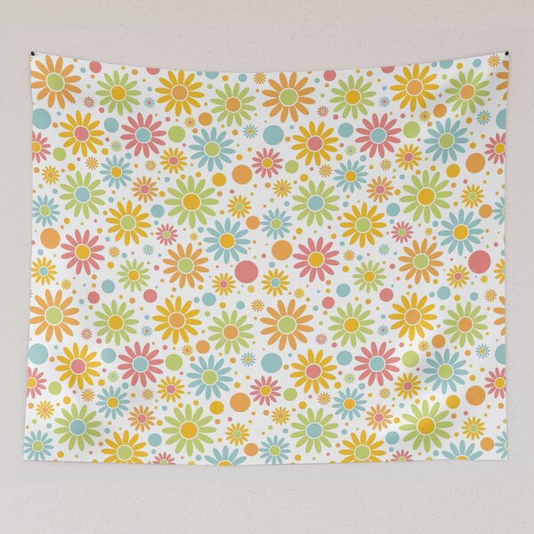 Item preview, Retro cheerful groovy 70s flower pattern designed and sold by cute-tees.