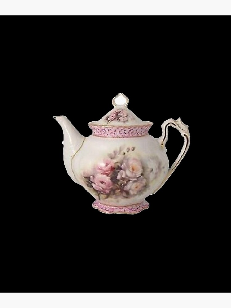 Teapot with two panels with European scenes, Porcelain teapot lid, painted  on the glaze in pink (and camaieu). Three roses on the lid. Cover button  has been broken. Decorated in Europe, anonymous,