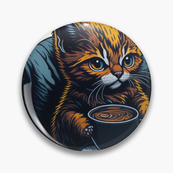 Item preview, Caffeine & Cuddles: Cute Coffee Drinking Kitten designed and sold by harperjg.