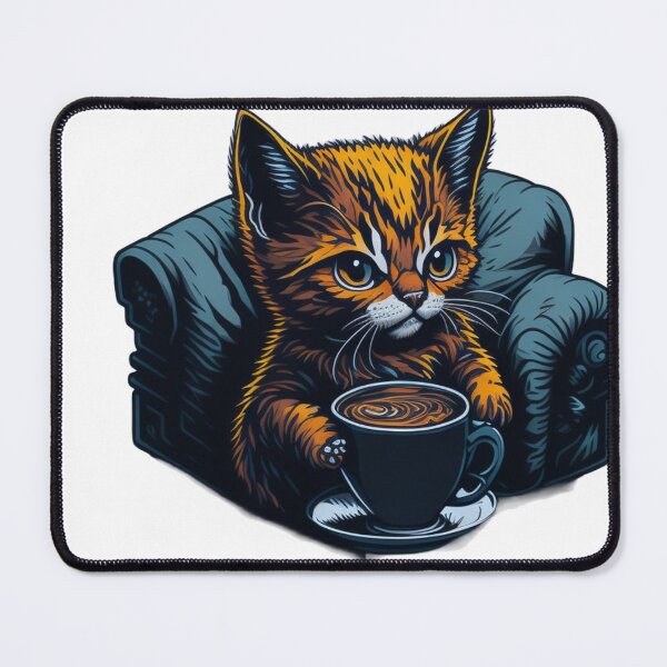 Item preview, Caffeine & Cuddles: Cute Coffee Drinking Kitten designed and sold by harperjg.