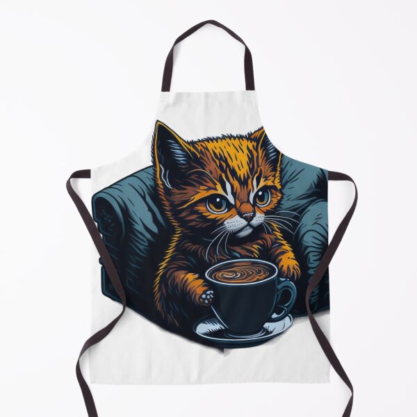 Item preview, Caffeine & Cuddles: Cute Coffee Drinking Kitten designed and sold by harperjg.