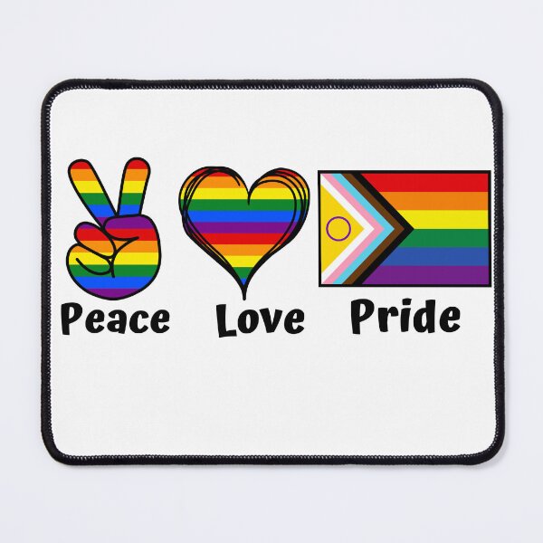 Item preview, Love peace pride with new progress pride flag designed and sold by RecStore.