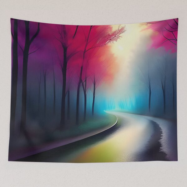 Item preview, Autumn Serenity: A Wet Mountain Road Painting designed and sold by masabo.