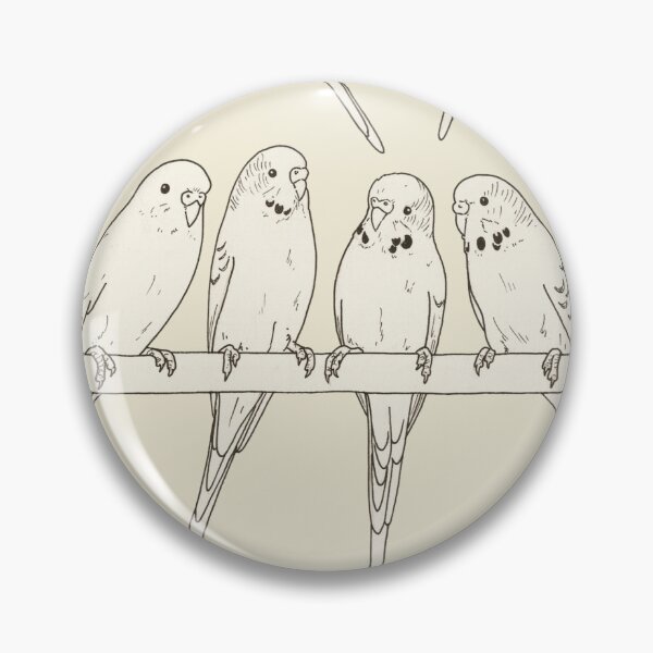 Item preview, Budgies, monochrome cream designed and sold by HazelFisher.