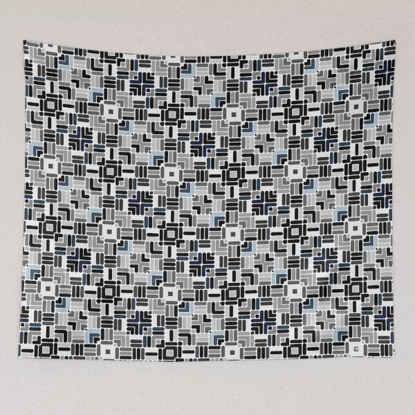 Item preview, Geometric Repeat Fabric Pattern in Black & White Shades designed and sold by Trevor Hirst.