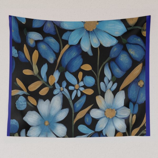 Item preview, Blue Folk Art Flowers designed and sold by Jinx Davis.