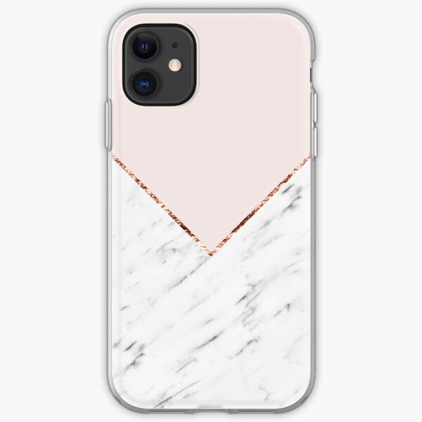 Peony blush geometric marble iPhone Soft Case
