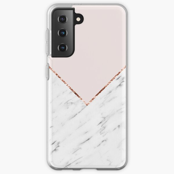 Marbre géométrique pivoine blush Coque souple Samsung Galaxy