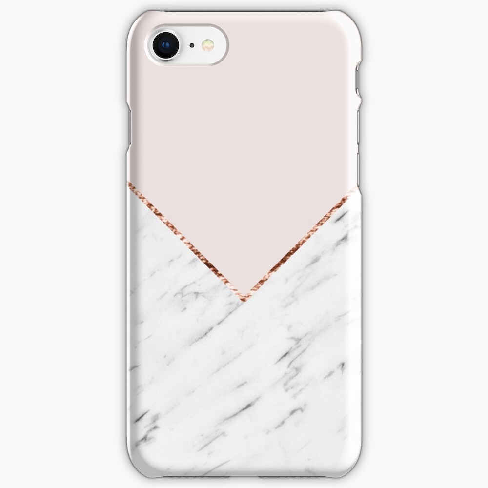Peony blush geometric marble iPhone Case & Cover