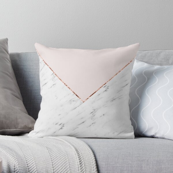 Peony blush geometric marble Throw Pillow