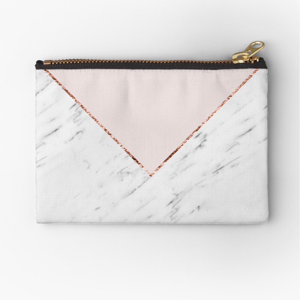 Peony blush geometric marble Zipper Pouch