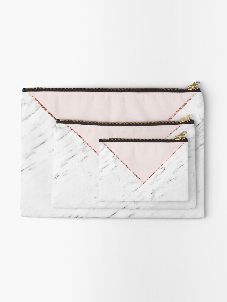 Alternate view of Peony blush geometric marble Zipper Pouch