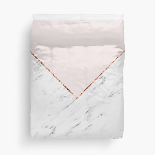 Peony blush geometric marble Duvet Cover