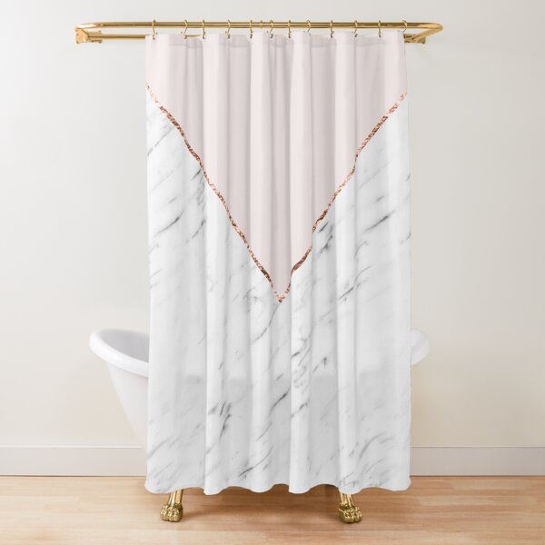Peony blush geometric marble Shower Curtain