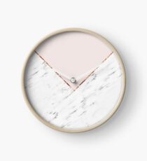 Peony blush geometric marble Clock