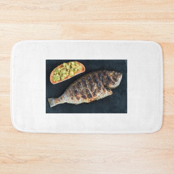 Item preview, Baked sea bream and bruschetta with avocado. designed and sold by coffeeflavour.