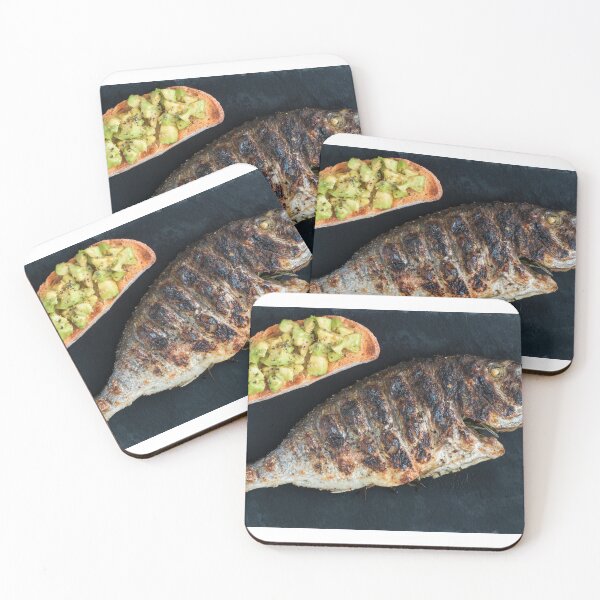 Item preview, Baked sea bream and bruschetta with avocado. designed and sold by coffeeflavour.