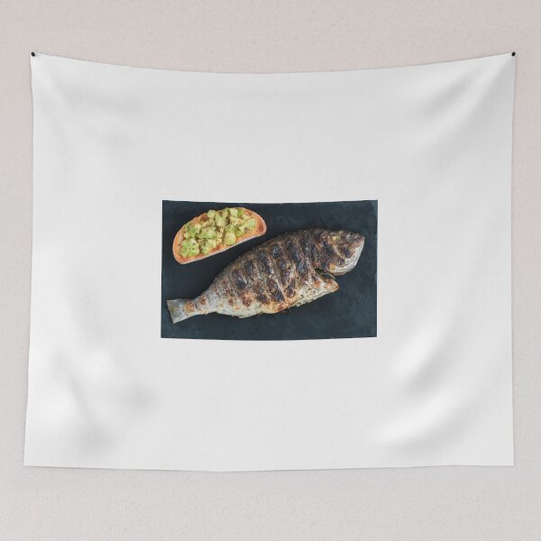 Item preview, Baked sea bream and bruschetta with avocado. designed and sold by coffeeflavour.